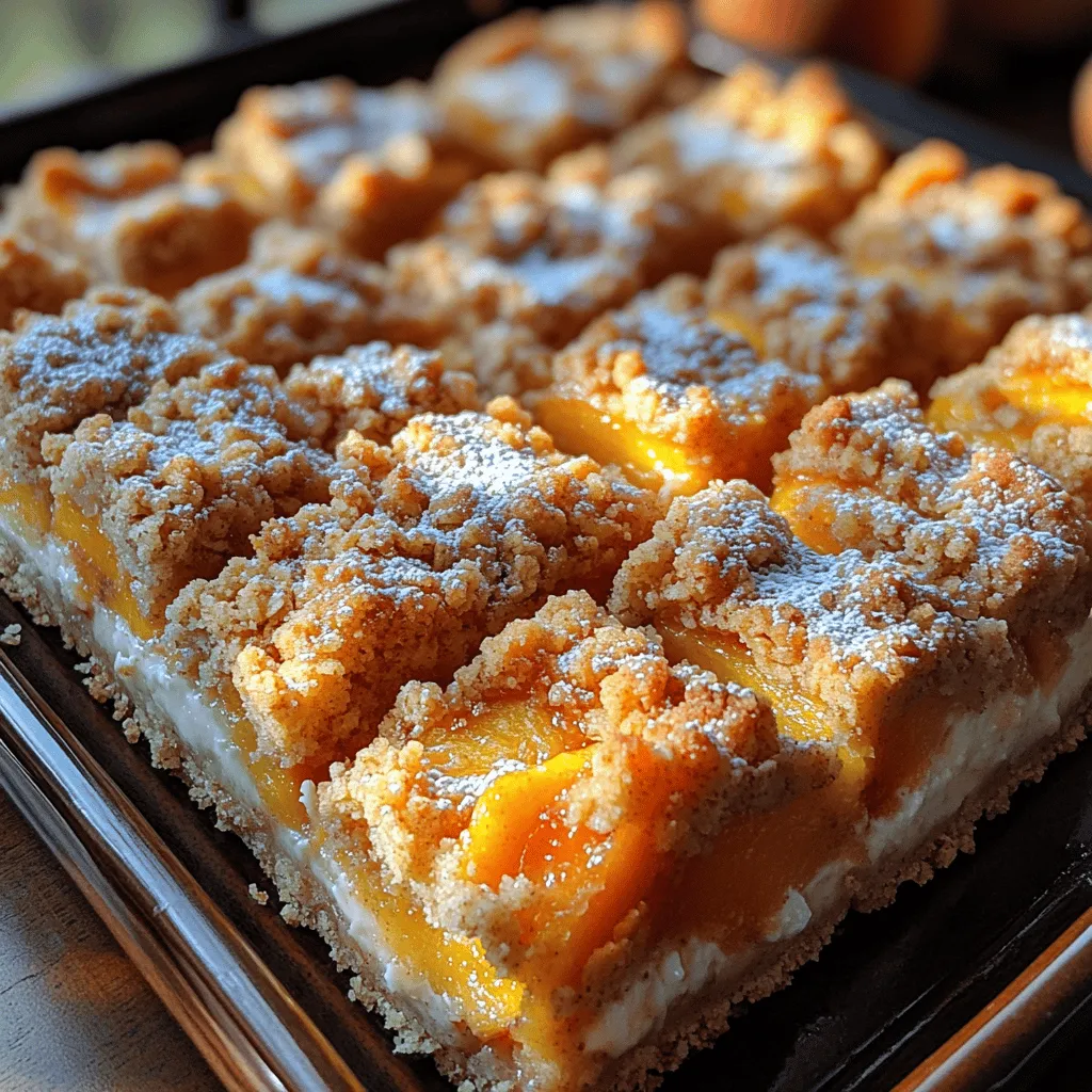 Peachy Creamy Crumble Bars are a delightful fusion of flavors and textures that make for an irresistible dessert. Imagine the sweet, juicy essence of ripe peaches nestled between a buttery crumble and a smooth cream cheese layer. This dessert not only highlights the vibrant taste of summer but also showcases the importance of utilizing seasonal ingredients, particularly fresh peaches, which reach their peak flavor in the warm months.