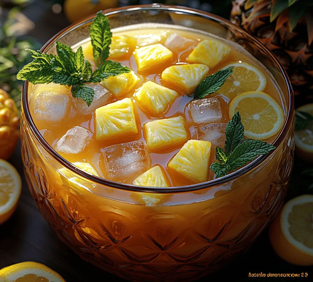 As the warm sun casts its golden rays and the scent of blooming flowers fills the air, summer gatherings become a cherished tradition. Whether it’s a backyard barbecue, a family reunion, or a simple afternoon with friends, the right beverage can elevate any occasion. Enter the Tropical Paradise Pineapple Lemonade Punch, a refreshing drink that embodies the spirit of summer with its vibrant flavors and eye-catching presentation. This punch combines the sweetness of ripe pineapples with the tangy zest of freshly squeezed lemons, resulting in a drink that not only quenches your thirst but also transports you to a tropical oasis.