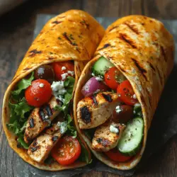 Chicken breasts serve as the main protein source in Mediterranean Chicken Wraps, providing a lean and healthy option.
