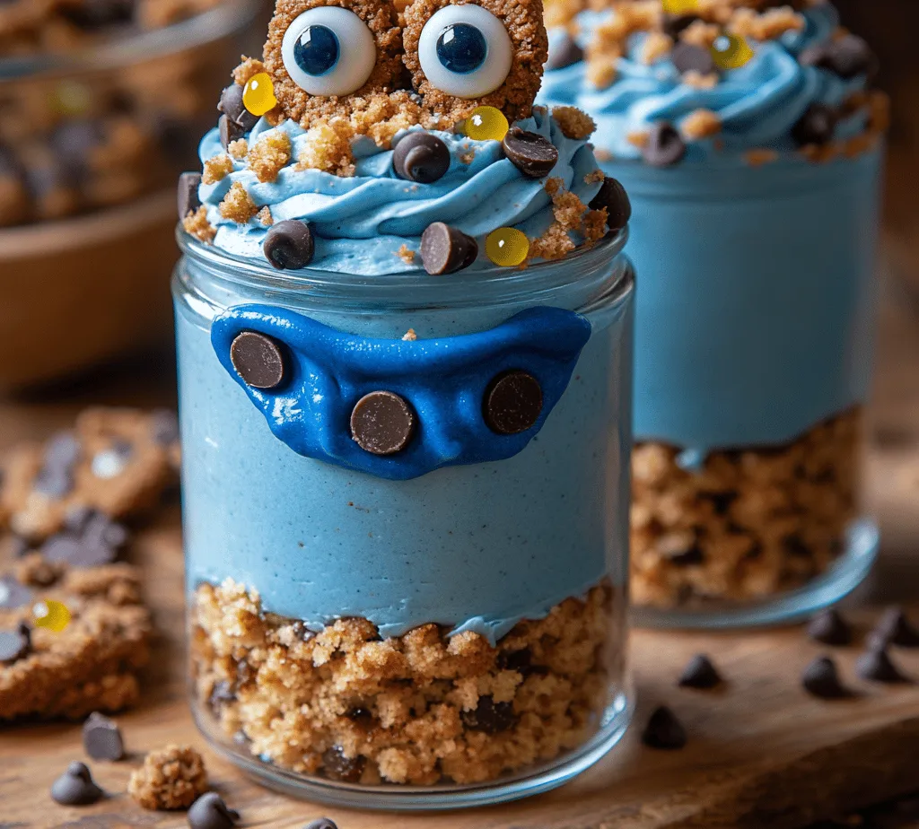 Welcome to a delightful journey into the world of whimsical desserts with our Cookie Monster Cake Jars recipe! These charming, layered treats capture the essence of childhood nostalgia while appealing to the sweet tooth of adults. Imagine a dessert that combines the fun of cookies and cake, all served in a cute, portable jar. These cake jars are not only a feast for the taste buds but also a visual treat, bringing a pop of color and whimsy to any celebration.