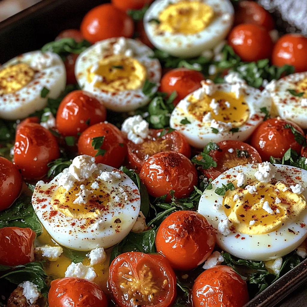 One of the standout features of Savory Baked Feta Eggs is the enticing fusion of flavors that dance on your palate. The creamy feta cheese melds beautifully with the richness of the eggs, while the addition of fresh vegetables introduces a burst of color, texture, and flavor. Cherry tomatoes bring a sweet and tangy element, while spinach adds a vibrant green contrast and nutritional benefits. This dish is not only a feast for the eyes but also a wholesome option packed with nutrients.