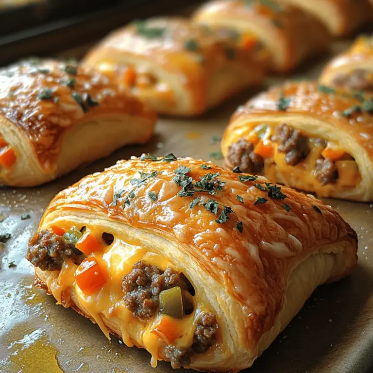 Discover the joy of creating Sausage Delight Crescent Rolls, a mouthwatering recipe that combines savory breakfast sausage, melty cheddar cheese, and vibrant vegetables all wrapped in flaky crescent roll dough. These delightful rolls are not just a treat; they embody the essence of a hearty breakfast, making them perfect for breakfast, brunch, or even as a party appetizer. Whether you are entertaining guests or simply craving a satisfying meal, this recipe is designed to be simple yet impressive, catering to both novice and experienced cooks alike.