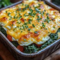 The Spinach and Egg Breakfast Bake is a delightful dish that seamlessly combines nutrition and flavor, making it an ideal choice for breakfast, brunch, or even a light dinner. This recipe showcases a wonderful balance of fresh ingredients, turning simple components into a hearty and satisfying meal. Packed with nutrient-rich spinach, protein-packed eggs, and your cheese of choice, this dish is not only easy to prepare but also a crowd-pleaser, suitable for any occasion.