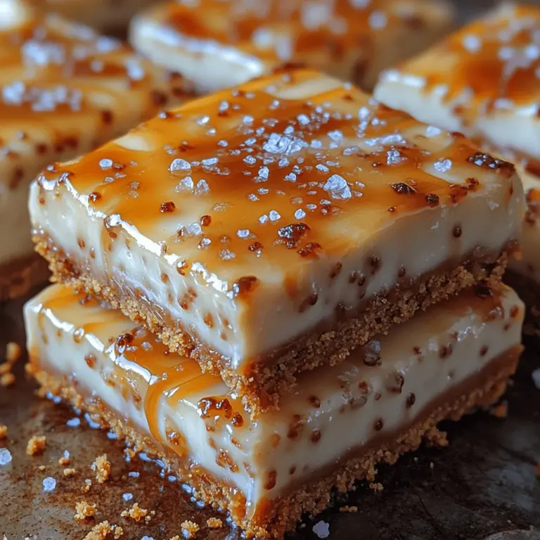 If you’re in search of a dessert that combines indulgence with sophistication, look no further than decadent caramel cheesecake bars. These treats are a harmonious blend of creamy cheesecake and luscious caramel, making them a showstopper at any gathering. The rich, velvety texture of the cheesecake perfectly complements the sweet, buttery notes of caramel, creating a mouthwatering experience that’s hard to resist.
