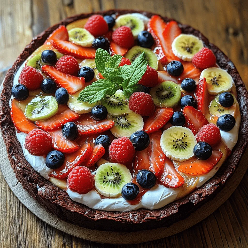 In the world of desserts, few creations can match the whimsical charm of a Brownie Fruit Pizza. This delightful treat combines the rich, fudgy goodness of brownies with the refreshing zest of fresh fruit, making it a showstopper at any gathering. Imagine biting into a slice where the dense chocolatey brownie crust meets a luscious cream cheese topping, all adorned with vibrant, juicy fruits. Not only is Brownie Fruit Pizza a feast for the taste buds, but it also pleases the eyes, presenting a colorful palette of flavors that beckons dessert lovers of all ages.