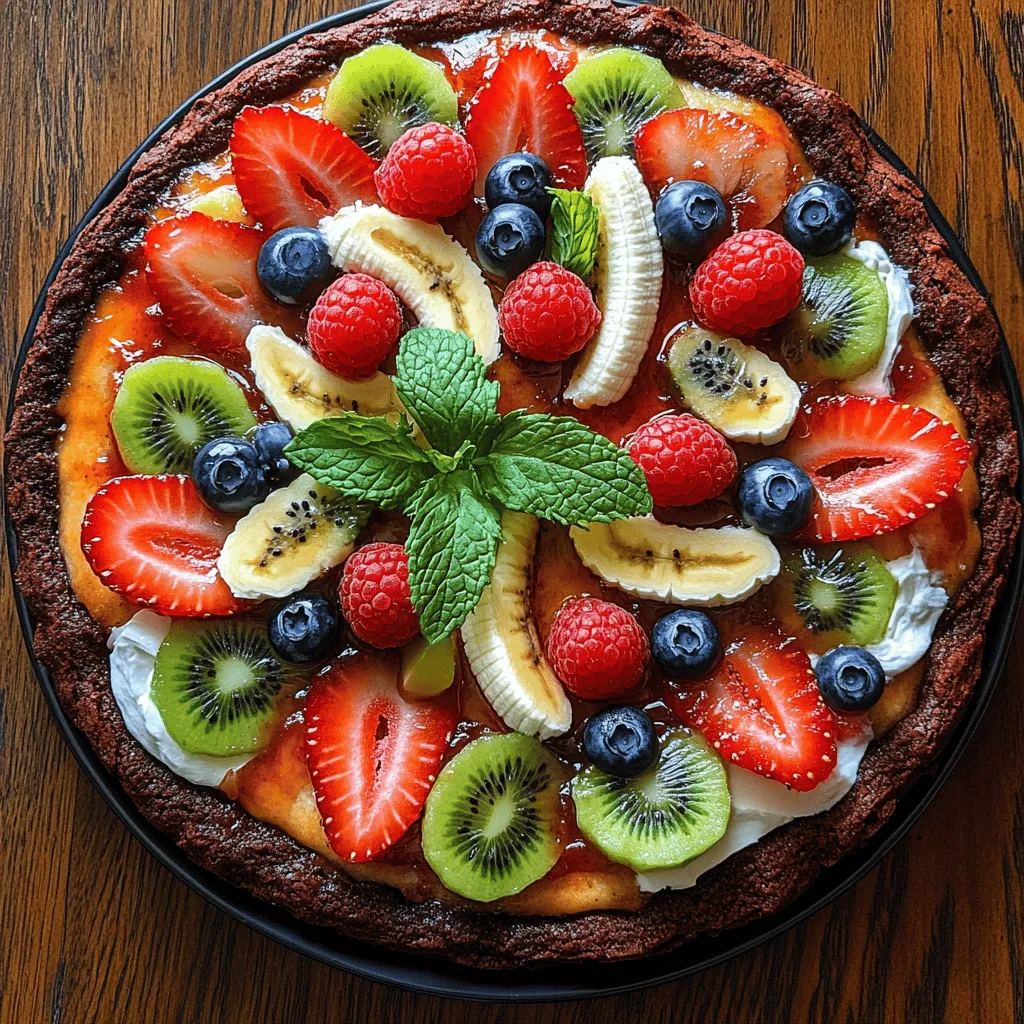 In the world of desserts, few creations can match the whimsical charm of a Brownie Fruit Pizza. This delightful treat combines the rich, fudgy goodness of brownies with the refreshing zest of fresh fruit, making it a showstopper at any gathering. Imagine biting into a slice where the dense chocolatey brownie crust meets a luscious cream cheese topping, all adorned with vibrant, juicy fruits. Not only is Brownie Fruit Pizza a feast for the taste buds, but it also pleases the eyes, presenting a colorful palette of flavors that beckons dessert lovers of all ages.