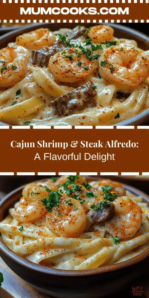 Discover a culinary masterpiece with this Cajun Shrimp & Steak Alfredo Delight recipe! Combining succulent shrimp and tender steak with a rich, creamy Alfredo sauce over fettuccine creates an unforgettable dining experience. Explore the vibrant spices of Cajun cuisine while indulging in this comforting dish. Perfect for any occasion, this recipe is easy to master and will impress your family and friends. Unleash your inner chef and bring a taste of Louisiana to your kitchen!