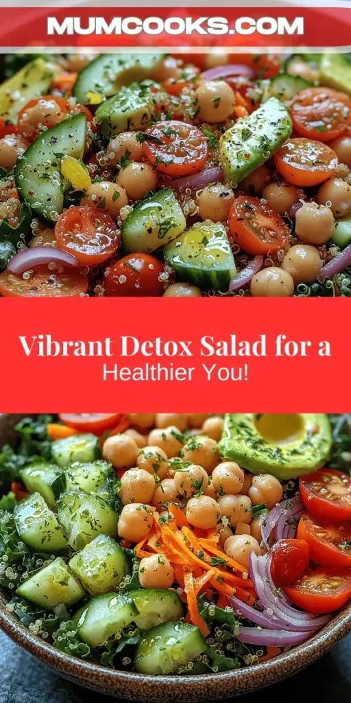 Discover the vibrant flavors and nourishing benefits of the Crisp & Colorful Detox Salad, a perfect addition to your healthy eating journey. Packed with fresh greens, protein-rich quinoa, and an array of colorful vegetables, this salad promotes detoxification and overall wellness. Explore easy tips for customization and learn about the health benefits of each ingredient. Elevate your meals with this refreshing and satisfying recipe that makes healthy eating enjoyable!