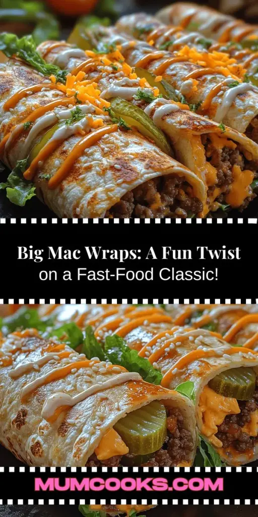 Discover a delightful twist on the classic Big Mac with these easy-to-make Big Mac Wraps! Perfect for a quick meal, these wraps are customizable to suit various tastes and dietary preferences. Enjoy the iconic flavors of ground beef, fresh veggies, and a creamy sauce, all wrapped in a tortilla for convenience. Ideal for lunch, snack time, or dinner, this recipe makes it easy to indulge in a satisfying and delicious meal at home. Get started on your Big Mac Wrap adventure today!