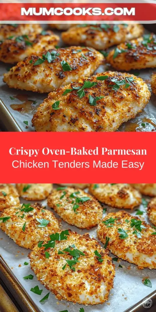Discover the perfect weeknight dinner with this oven-baked crispy Parmesan chicken tenders recipe! These delicious tenders are not only easy to make but also offer a healthier alternative to traditional frying, thanks to their oven-baked method. Enjoy a crunchy, mouthwatering exterior with tender, juicy chicken inside. Enhanced with flavorful spices and rich Parmesan cheese, this recipe is sure to become a family favorite. Serve with your favorite dips for a delightful meal that everyone will love!