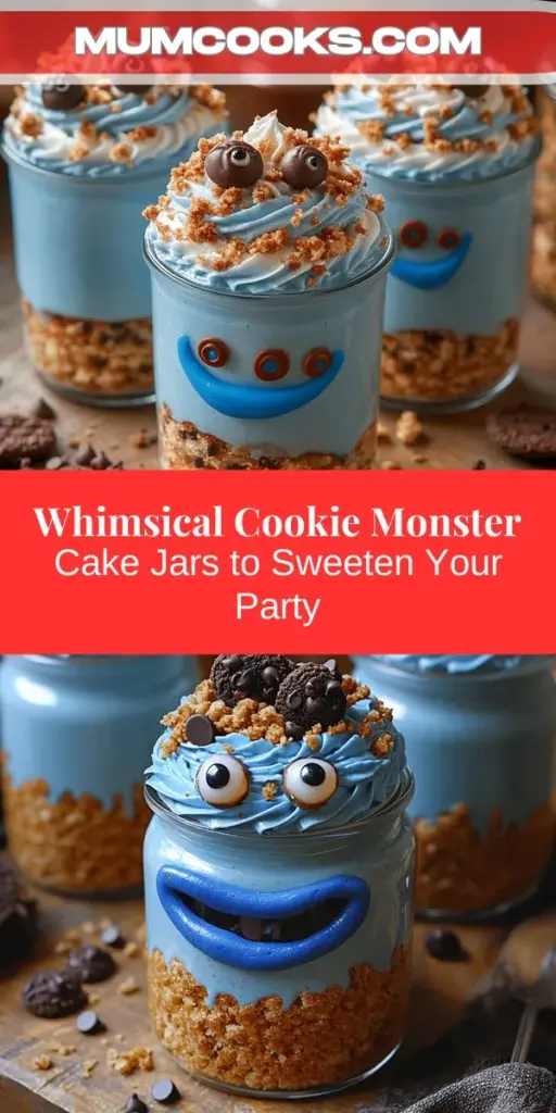 Indulge in a sweet treat with this delightful Cookie Monster Cake Jars recipe! These charming, portable desserts combine layers of fluffy blue vanilla cake, creamy frosting, and crunchy cookie crumble, all served in cute jars. Perfect for parties or family gatherings, these whimsical treats are sure to evoke nostalgia and spark joy. With a playful presentation and delicious flavors, they’re a hit for both kids and adults. Dive into this fun baking adventure and create memorable moments with these colorful cake jars!
