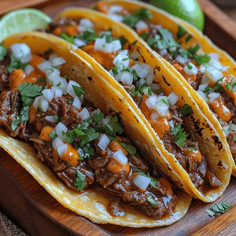 Birria tacos have taken the culinary world by storm, transforming from a regional Mexican dish into a beloved staple in households around the globe. Originating from the state of Jalisco, these flavorful tacos are traditionally made from slow-cooked meat that is marinated in a rich blend of spices, resulting in a dish that is both savory and comforting. The slow-cooking method not only enhances the flavor profile but also ensures the meat is tender, making each bite an exquisite experience. In this article, we invite you to explore the detailed recipe for Slow-Cooked Birria Bliss Tacos, diving into its cultural significance, essential ingredients, and step-by-step preparation.
