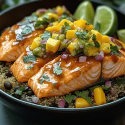 If you're searching for a dish that marries vibrant flavors with nourishing ingredients, look no further than BBQ Salmon Bowls with Mango Avocado Salsa. This culinary delight combines the smoky richness of grilled salmon with the bright, tropical notes of fresh mango and creamy avocado, creating a symphony of textures and tastes that are sure to impress. Perfectly balanced, these bowls are not only visually appealing but also packed with nutrients that make them an ideal choice for health-conscious diners.
