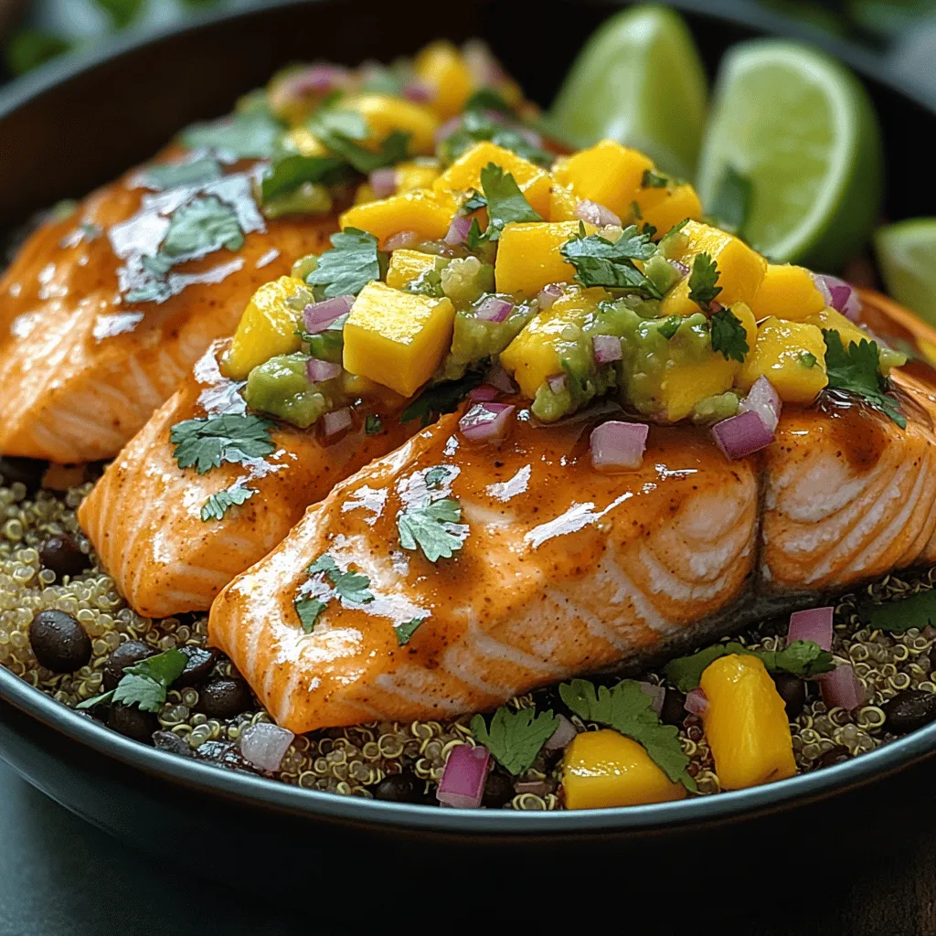 If you're searching for a dish that marries vibrant flavors with nourishing ingredients, look no further than BBQ Salmon Bowls with Mango Avocado Salsa. This culinary delight combines the smoky richness of grilled salmon with the bright, tropical notes of fresh mango and creamy avocado, creating a symphony of textures and tastes that are sure to impress. Perfectly balanced, these bowls are not only visually appealing but also packed with nutrients that make them an ideal choice for health-conscious diners.