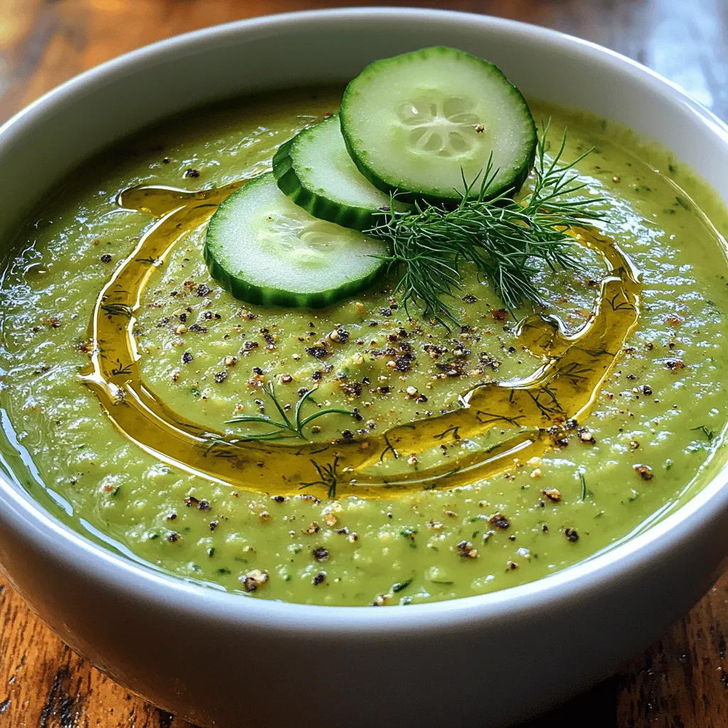As the temperatures rise, nothing beats the refreshing taste of chilled soups, and one standout recipe is the <strong>Refreshing Cucumber Avocado Soup</strong>. This vibrant green soup not only tantalizes your taste buds but also brings a cooling sensation to even the hottest summer days. The combination of cucumbers and avocados creates a delightful harmony of flavor and texture, making it an ideal dish for warm weather gatherings, picnics, or simply a light lunch at home.” /></p>
</p>
<h3>How to Properly Chop an Avocado</h3>
</p>
<p>Chopping an avocado properly is essential for both the presentation and texture of your Cucumber Avocado Soup. Begin by selecting a ripe avocado, which should yield slightly to gentle pressure. To chop, follow these steps:</p>
</p>
<p>1. <strong>Cut the Avocado</strong>: Using a sharp knife, slice the avocado in half lengthwise around the pit. Twist the two halves to separate them.</p>
<p>2. <strong>Remove the Pit</strong>: Carefully strike the pit with the knife blade to lodge it in, then twist and pull to remove it. Alternatively, you can scoop it out with a spoon.</p>
<p>3. <strong>Score the Flesh</strong>: With the avocado half still in its skin, use the knife to score the flesh into cubes without cutting through the skin.</p>
<p>4. <strong>Scoop it Out</strong>: Use a spoon to scoop out the scored avocado flesh from the skin into a bowl. Repeat with the other half.</p>
</p>
<p>This method not only makes your avocado ready for blending but also ensures even distribution of creamy texture in your soup.</p>
</p>
<h3>Blending the Base: Achieving the Right Texture</h3>
</p>
<p>The texture of your Cucumber Avocado Soup is crucial for a delightful eating experience. For a smooth and creamy consistency, follow these blending tips:</p>
</p>
<p>1. <strong>Prepare Your Ingredients</strong>: Start by placing the chopped cucumbers, avocado, and any additional ingredients like garlic or herbs into the blender.</p>
<p>2. <strong>Add Liquid</strong>: For the best blending outcome, add the vegetable broth or water gradually. Start with a cup and adjust as necessary for your desired consistency.</p>
<p>3. <strong>Blend in Stages</strong>: Begin blending on low speed, gradually increasing to high. This helps to break down the ingredients evenly.</p>
<p>4. <strong>Check Consistency</strong>: Stop the blender periodically to scrape down the sides and check the texture. If it’s too thick, add more liquid until you reach a velvety smoothness.</p>
</p>
<h3>Tips for Effective Blending and Achieving Creaminess</h3>
</p>
<p>To ensure a creamy texture in your soup, consider these blending tips:</p>
</p>
<p>– <strong>Use a High-Powered Blender</strong>: A high-speed blender can create a silkier texture compared to a standard model. If you don’t have one, blending in small batches can also help.</p>
<p>– <strong>Chill Ingredients</strong>: Using cold cucumbers and avocados can help achieve a refreshing temperature and consistency.</p>
<p>– <strong>Add a Fat</strong>: Incorporating a little olive oil or a dollop of sour cream or yogurt can enhance creaminess and flavor.</p>
</p>
<h3>Seasoning the Soup: Balancing Flavors</h3>
</p>
<p>Seasoning is a vital step in making your Cucumber Avocado Soup shine. Here’s how to balance the flavors:</p>
</p>
<p>1. <strong>Start Simple</strong>: Begin with salt and pepper. A pinch of salt can enhance the natural flavors of the cucumbers and avocados.</p>
<p>2. <strong>Incorporate Acidity</strong>: Adding a splash of lemon or lime juice brightens the dish and balances the creaminess. Start with a teaspoon, then adjust to your taste.</p>
<p>3. <strong>Herbs and Spices</strong>: Fresh herbs like dill, cilantro, or mint can add depth. A dash of cumin or smoked paprika can introduce a hint of warmth and complexity.</p>
</p>
<h3>How to Taste and Adjust Seasoning</h3>
</p>
<p>Tasting and adjusting seasoning is crucial to ensure that your soup is perfectly flavored:</p>
</p>
<p>1. <strong>Taste as You Go</strong>: After blending, taste your soup. This allows you to gauge if it needs more salt, acidity, or herbs.</p>
<p>2. <strong>Adjust Gradually</strong>: If you find it lacks flavor, add small amounts of seasoning one at a time, tasting after each addition to avoid over-seasoning.</p>
<p>3. <strong>Consider Texture</strong>: If the soup feels too thick after seasoning, you can add a little more liquid to maintain the desired consistency.</p>
</p>
<h3>Chilling the Soup: Enhancing Flavors</h3>
</p>
<p>Chilling your Cucumber Avocado Soup is not just for temperature; it enhances the overall flavor profile:</p>
</p>
<p>1. <strong>Optimal Chilling Time</strong>: After blending, transfer the soup to a covered container and refrigerate for at least 30 minutes. This allows the flavors to meld beautifully.</p>
<p>2. <strong>Why Chilling is Crucial</strong>: Cold temperatures can dull flavors, so chilling allows the ingredients to harmonize, making the soup taste fresher and more vibrant when served.</p>
</p>
<h3>Serving Suggestions: Presentation Ideas</h3>
</p>
<p>Presentation can elevate your dish and enhance the dining experience. Here are some creative serving suggestions:</p>
</p>
<p>– <strong>Chilled Bowls</strong>: Serve the soup in chilled bowls to maintain its refreshing temperature.</p>
<p>– <strong>Layering</strong>: Pour the soup into the bowl and layer on complementary ingredients like diced cucumbers or crumbled feta for texture.</p>
<p>– <strong>Drizzle of Olive Oil</strong>: A light drizzle of high-quality olive oil on top adds a touch of elegance and flavor.</p>
</p>
<h3>Creative Garnishing Options for Visual Appeal</h3>
</p>
<p>Garnishing your soup can not only enhance its appearance but also add flavor:</p>
</p>
<p>– <strong>Fresh Herbs</strong>: Top with finely chopped herbs such as cilantro or chives for a pop of color.</p>
<p>– <strong>Nuts or Seeds</strong>: Add toasted pumpkin seeds or slivered almonds for a crunchy contrast.</p>
<p>– <strong>Microgreens</strong>: These trendy garnishes offer a sophisticated touch without overpowering the soup’s flavor.</p>
</p>
<h3>Variations on the Classic Cucumber Avocado Soup</h3>
</p>
<p>To keep things exciting, consider these variations that can adapt the classic recipe:</p>
</p>
<h4>Adding Protein: Suggestions for Chicken, Shrimp, or Tofu</h4>
</p>
<p>For a heartier meal, consider adding protein:</p>
</p>
<p>– <strong>Grilled Chicken</strong>: Diced grilled chicken adds a flavorful and satisfying element.</p>
<p>– <strong>Shrimp</strong>: Sautéed shrimp tossed with lime juice and cilantro can complement the soup beautifully.</p>
<p>– <strong>Tofu</strong>: For a vegetarian option, add baked or pan-fried tofu cubes for protein and texture.</p>
</p>
<h4>Flavor Twists: Incorporating Additional Herbs or Spices</h4>
</p>
<p>Experiment with flavors by incorporating different herbs or spices:</p>
</p>
<p>– <strong>Basil or Mint</strong>: Swap out dill for fresh basil or mint for a different aromatic profile.</p>
<p>– <strong>Spicy Elements</strong>: A pinch of cayenne or chopped jalapeños can introduce a delightful kick.</p>
</p>
<h4>Ideas for Using Jalapeño for a Kick</h4>
</p>
<p>If you enjoy spice, adding jalapeño can elevate your soup:</p>
</p>
<p>– <strong>Remove the Seeds</strong>: For a milder flavor, remove the seeds and ribs before adding to the blender.</p>
<p>– <strong>Roasting</strong>: Consider roasting the jalapeños first for a smoky flavor.</p>
</p>
<h4>Using Different Bases: Coconut Milk or Almond Milk Alternatives</h4>
</p>
<p>For a unique twist, try different bases:</p>
</p>
<p>– <strong>Coconut Milk</strong>: This can add a subtle sweetness and richness to the soup.</p>
<p>– <strong>Almond Milk</strong>: A lighter alternative that can still provide creaminess without overpowering the other flavors.</p>
</p>
<h4>Serving Ideas: Pairing the Soup with Complementary Dishes</h4>
</p>
<p>Pairing your soup with complementary dishes can create a satisfying meal:</p>
</p>
<p>– <strong>Crusty Bread</strong>: Serve with slices of crusty bread or a light baguette.</p>
<p>– <strong>Salad</strong>: A simple side salad with mixed greens can enhance the meal’s freshness.</p>
</p>
<h3>The Cultural Context of Chilled Soups</h3>
</p>
<p>Chilled soups have a rich history across various cuisines, showcasing their global appeal and versatility:</p>
</p>
<h4>Overview of Chilled Soups in Various Cuisines</h4>
</p>
<p>Chilled soups provide a refreshing option during warmer months and are celebrated in many cultures:</p>
</p>
<p>– <strong>Spain</strong>: Gazpacho, a cold tomato-based soup, is a staple that embodies the essence of summer.</p>
<p>– <strong>France</strong>: Vichyssoise, a creamy potato and leek soup, is traditionally served chilled and offers a sophisticated flavor profile.</p>
</p>
<h4>Gazpacho from Spain</h4>
</p>
<p>Originating from Andalusia, gazpacho combines ripe tomatoes with fresh vegetables and is beloved for its refreshing qualities.</p>
</p>
<h4>Vichyssoise from France</h4>
</p>
<p>This creamy, potato-based chilled soup is a classic French dish often enjoyed as an appetizer during summer.</p>
</p>
<h4>Why Cucumber Avocado Soup Fits into the Global Chilled Soup Tradition</h4>
</p>
<p>Just like these traditional soups, Cucumber Avocado Soup celebrates fresh ingredients and offers a cooling effect, making it a perfect addition to the chilled soup repertoire.</p>
</p>
<h3>Conclusion</h3>
</p>
<p>Cucumber Avocado Soup is not only refreshing but also versatile, making it an ideal choice for warm months. Its creamy texture, bright flavors, and health benefits from fresh ingredients make it a standout dish. Whether enjoyed as a starter or a light meal, this simple recipe encourages creativity while providing a nutritious option. So, gather your ingredients and experience the joy of making this delicious chilled soup, perfect for any occasion. Enjoy the vibrant flavors and health benefits that this delightful dish brings to your table!</p>
</div>