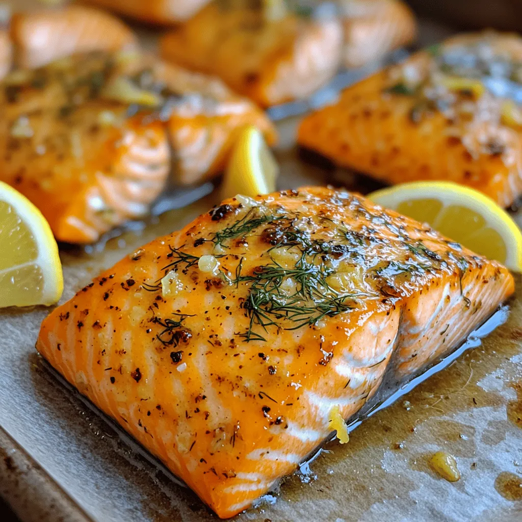 Delight in the flavors of the sea with this Savory Garlic Dill Baked Salmon recipe. Salmon, renowned for its rich taste and buttery texture, pairs beautifully with the fresh, aromatic notes of dill and the bright zest of lemon. This dish is not only easy to prepare but also packed with essential nutrients, making it an excellent option for both busy weeknight dinners and special occasions. Whether you're a seasoned chef or a novice in the kitchen, this recipe will satisfy your taste buds while providing a healthy alternative to heavier meals.