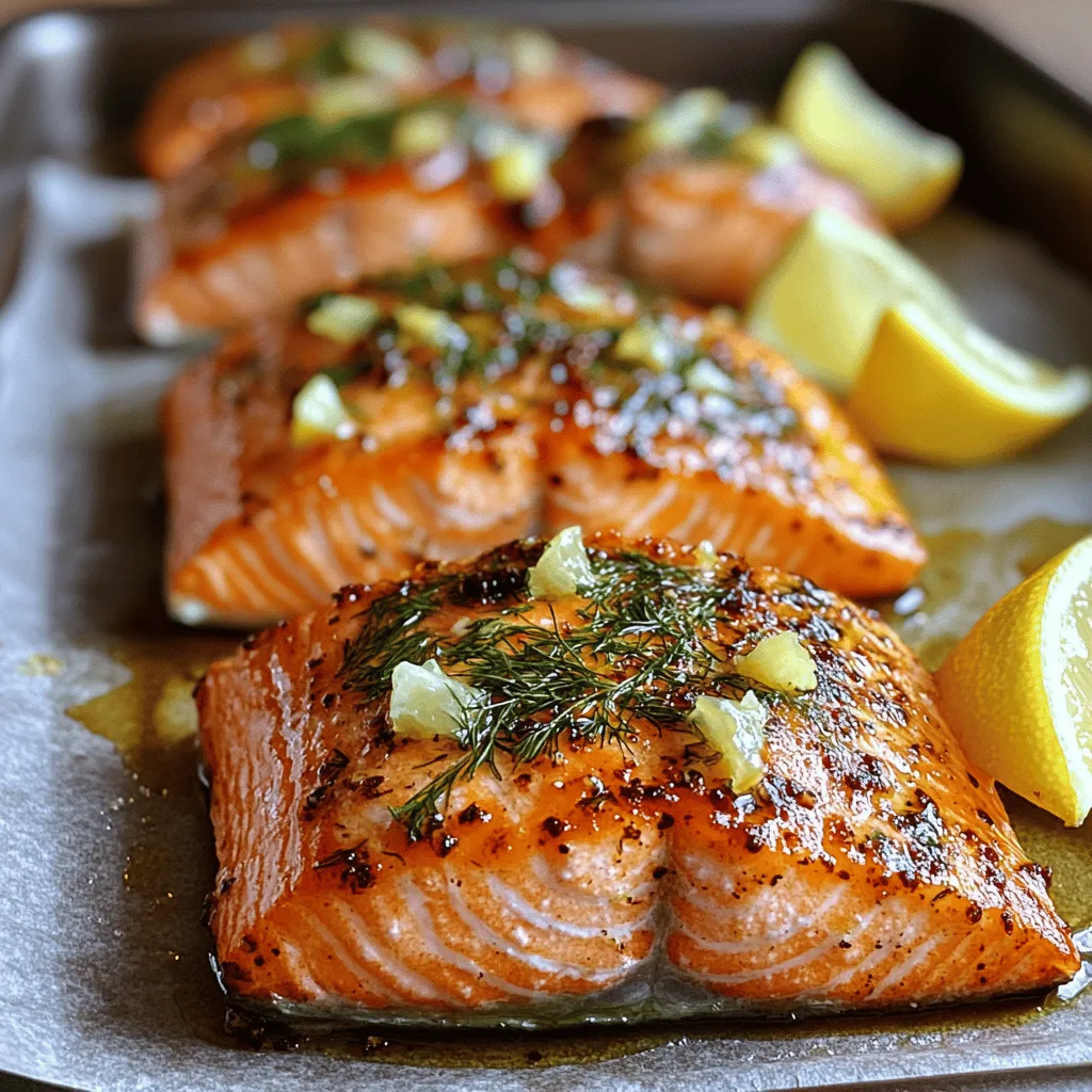 Delight in the flavors of the sea with this Savory Garlic Dill Baked Salmon recipe. Salmon, renowned for its rich taste and buttery texture, pairs beautifully with the fresh, aromatic notes of dill and the bright zest of lemon. This dish is not only easy to prepare but also packed with essential nutrients, making it an excellent option for both busy weeknight dinners and special occasions. Whether you're a seasoned chef or a novice in the kitchen, this recipe will satisfy your taste buds while providing a healthy alternative to heavier meals.