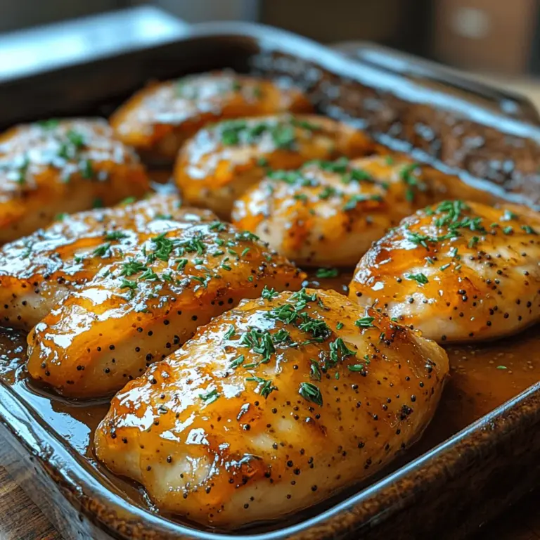 If you're on the lookout for a dish that seamlessly marries sweet and savory flavors, look no further than Apricot Bliss Baked Chicken. This delightful recipe transforms ordinary chicken breasts into a tantalizing main course that will leave your taste buds singing. The combination of tender, juicy chicken enveloped in a luscious apricot glaze creates a dish that is not only delicious but also visually appealing—making it perfect for family dinners or special occasions. Whether you are entertaining guests or simply enjoying a cozy night in, Apricot Bliss Baked Chicken is sure to impress.