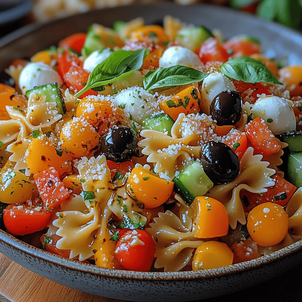 Bow Tie Bliss Pasta Salad is not just a dish; it's a celebration of flavors and textures that perfectly encapsulates the essence of summer gatherings. This vibrant salad, with its delightful combination of colorful vegetables, creamy mozzarella, and a zesty dressing, is an ideal choice for picnics, barbecues, or simply a light meal on a warm day. With its easy preparation and fresh ingredients, Bow Tie Bliss Pasta Salad embodies the spirit of summer dining, bringing friends and family together around the table.
