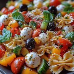 Bow Tie Bliss Pasta Salad is not just a dish; it's a celebration of flavors and textures that perfectly encapsulates the essence of summer gatherings. This vibrant salad, with its delightful combination of colorful vegetables, creamy mozzarella, and a zesty dressing, is an ideal choice for picnics, barbecues, or simply a light meal on a warm day. With its easy preparation and fresh ingredients, Bow Tie Bliss Pasta Salad embodies the spirit of summer dining, bringing friends and family together around the table.