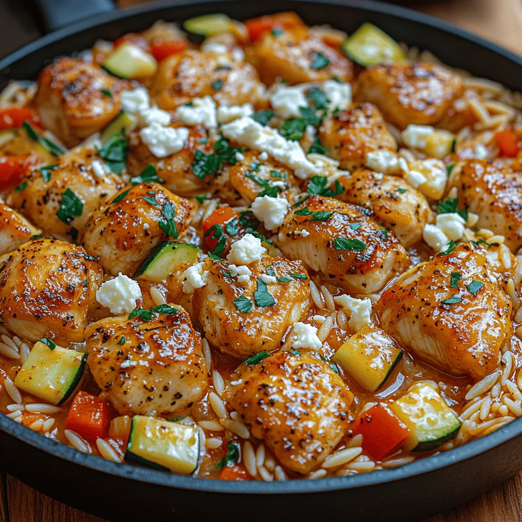 Embark on a culinary journey to the Mediterranean with our delightful Greek Chicken Orzo Skillet. This one-pan recipe combines tender chicken thighs, vibrant vegetables, and flavorful orzo pasta, bringing together the rich tastes of Greece in a simple, satisfying meal. Perfect for weeknight dinners or a cozy gathering, this dish is not only easy to prepare but also packed with nutrients and flavor.