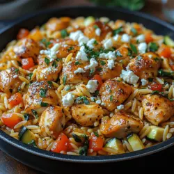 Embark on a culinary journey to the Mediterranean with our delightful Greek Chicken Orzo Skillet. This one-pan recipe combines tender chicken thighs, vibrant vegetables, and flavorful orzo pasta, bringing together the rich tastes of Greece in a simple, satisfying meal. Perfect for weeknight dinners or a cozy gathering, this dish is not only easy to prepare but also packed with nutrients and flavor.