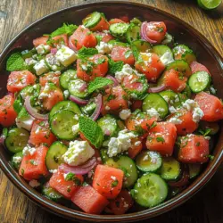 As the warm sun graces us with its presence during the summer months, there’s nothing quite like a vibrant, refreshing salad to cool down and invigorate the senses. The Refreshing Watermelon Cucumber Feta Salad is a delightful dish that captures the essence of summer in every bite. With its bright colors and a perfect balance of sweet and salty flavors, this salad is not just a feast for the eyes but also for the palate.