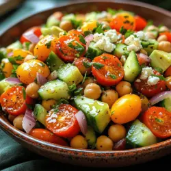 In the world of salads, the Refreshing Chickpea Tomato Fiesta stands out as a vibrant, nutritious, and easy-to-make dish that can elevate any meal. This salad not only delights the palate with its medley of colors and textures but also packs a nutritional punch that makes it an ideal choice for health-conscious eaters. Whether you’re hosting a picnic, preparing a quick lunch, or serving a light dinner, this salad is versatile enough to fit any occasion.