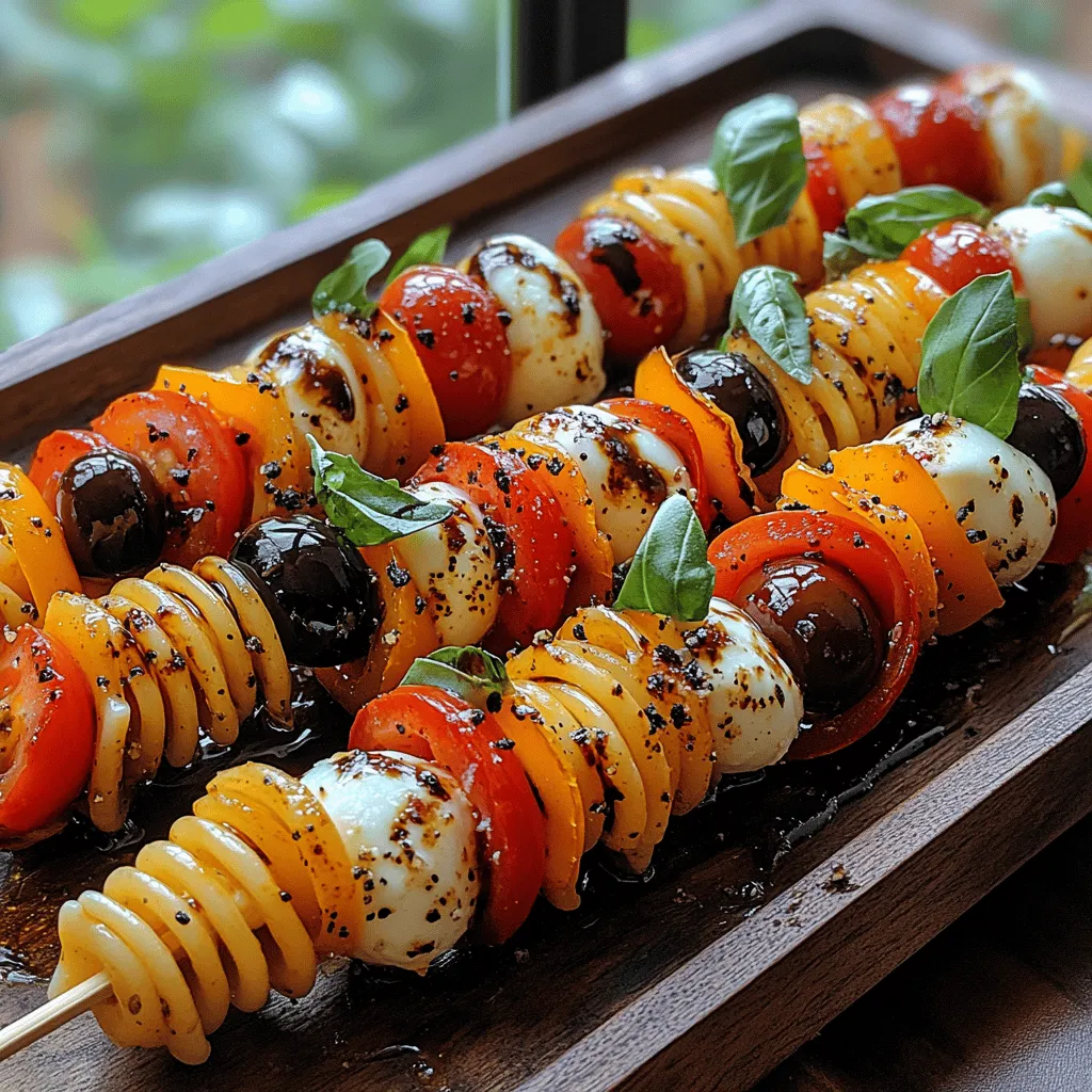 Chilled Italian Pasta Skewers are a versatile dish that brings together the best of Italian cuisine while embracing the convenience of no-cook meals. This dish is perfect for those warm days when you want something satisfying yet light. The combination of pasta, fresh vegetables, cheese, and herbs creates a well-rounded snack or appetizer that's great for sharing. Whether you're hosting a barbecue, attending a potluck, or simply enjoying a day at the park with family, these skewers can easily adapt to various tastes and dietary preferences.