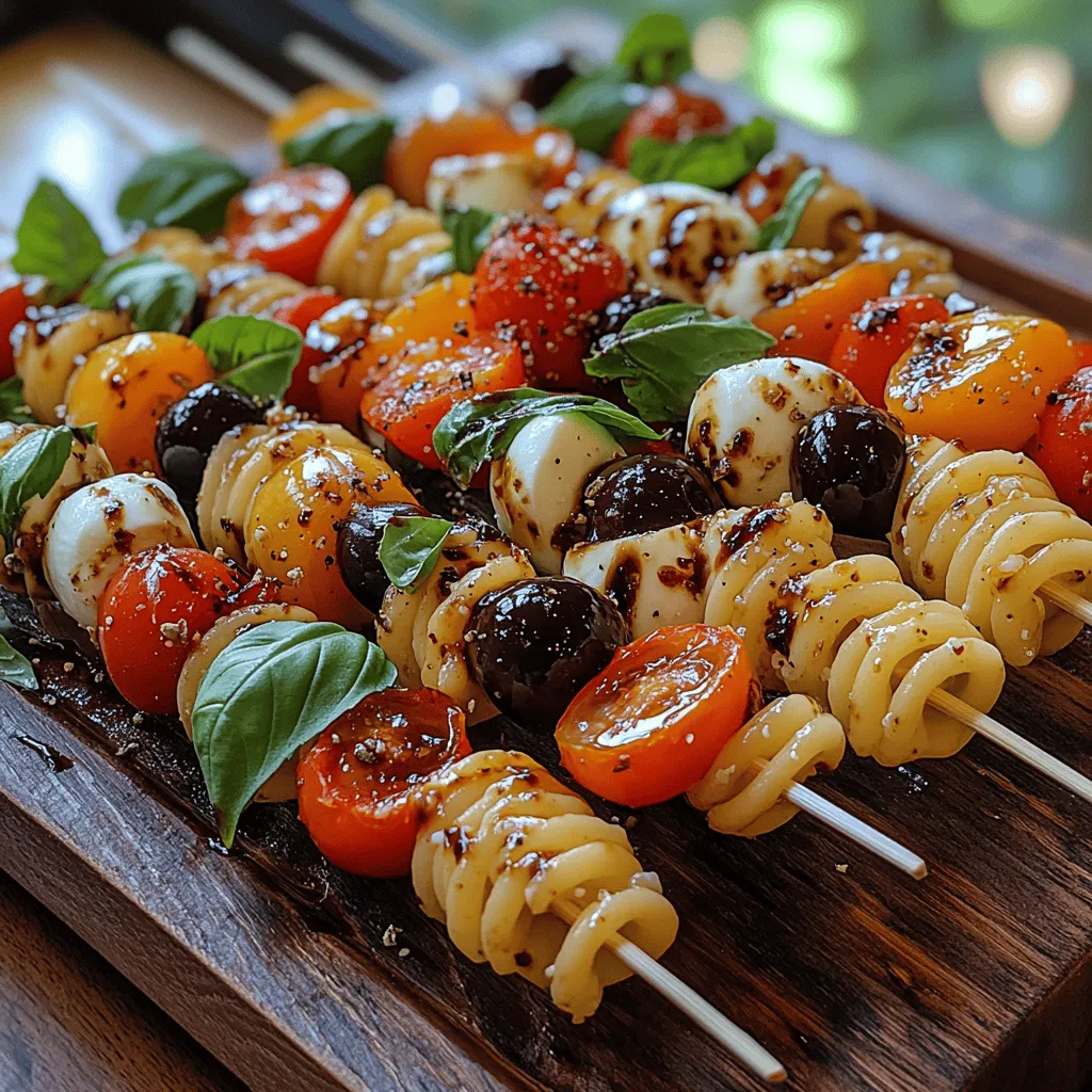 Chilled Italian Pasta Skewers are a versatile dish that brings together the best of Italian cuisine while embracing the convenience of no-cook meals. This dish is perfect for those warm days when you want something satisfying yet light. The combination of pasta, fresh vegetables, cheese, and herbs creates a well-rounded snack or appetizer that's great for sharing. Whether you're hosting a barbecue, attending a potluck, or simply enjoying a day at the park with family, these skewers can easily adapt to various tastes and dietary preferences.
