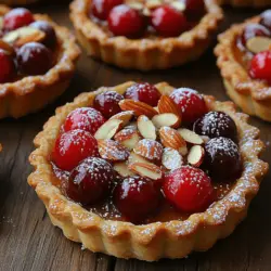 Mini Cherry Almond Tarts are a delightful fusion of flavors that brings together the sweetness of ripe cherries and the nutty essence of almonds. These charming little tarts are not just a treat for the taste buds but also a feast for the eyes, making them a perfect dessert option for a variety of occasions. Whether you’re hosting a summer garden party, celebrating a family gathering, or simply indulging in a cozy afternoon tea, these tarts are sure to impress your guests and leave them craving more.