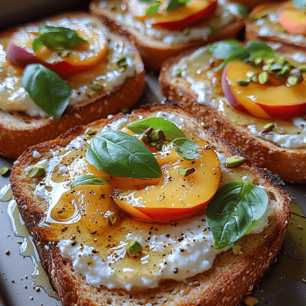 If you're looking for a delightful dish that perfectly balances sweet and savory flavors, look no further than Sweet and Savory Peach Honey Ricotta Toast. This easy yet elegant recipe combines the creamy richness of ricotta cheese with the natural sweetness of ripe peaches and a drizzle of honey, creating a taste sensation that is as pleasing to the palate as it is to the eye. Ideal for breakfast, brunch, or even as a light snack, this toast not only satisfies hunger but also celebrates the vibrant flavors of summer.