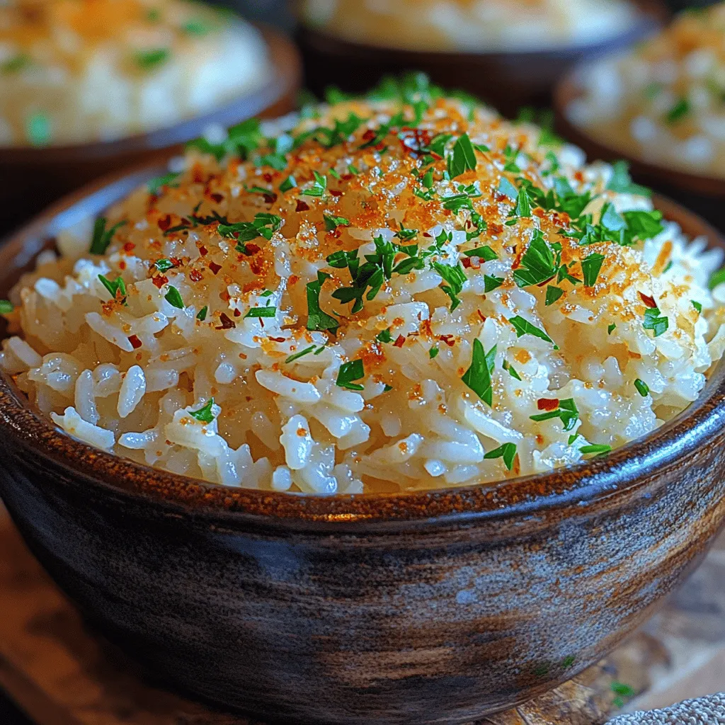 Garlic Parmesan Rice is a delightful dish that has gained popularity for its rich, savory flavor and versatility in various culinary settings. This dish is a perfect example of how simple ingredients can come together to create something extraordinary. Rice is a staple in cuisines around the globe, revered for its ability to absorb flavors and complement a wide array of dishes. Whether you're serving it alongside grilled chicken, vegetables, or seafood, Garlic Parmesan Rice adds a touch of elegance and indulgence to any meal.