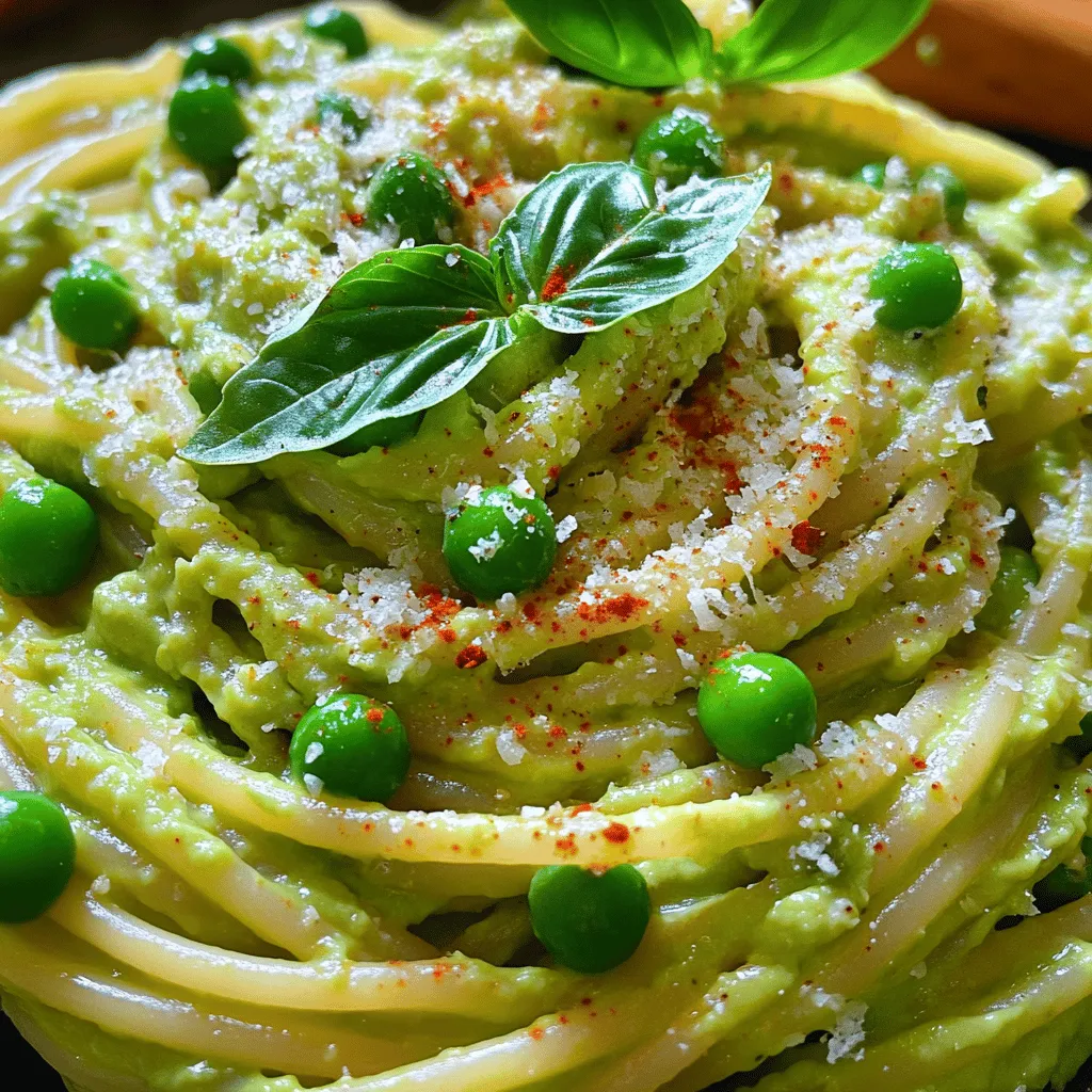 Creamy avocado pasta is a delightful fusion of Italian cooking and fresh, health-conscious ingredients. The dish has gained popularity in recent years as more people have turned to plant-based diets and sought out ways to incorporate nutrient-dense foods into their meals. Avocados, known for their creamy texture, replace traditional heavy sauces, providing a luscious mouthfeel without the added calories and fats typically found in creamy pasta sauces. Meanwhile, the addition of sweet green peas brings a pop of color and a burst of flavor that perfectly complements the richness of the avocado.