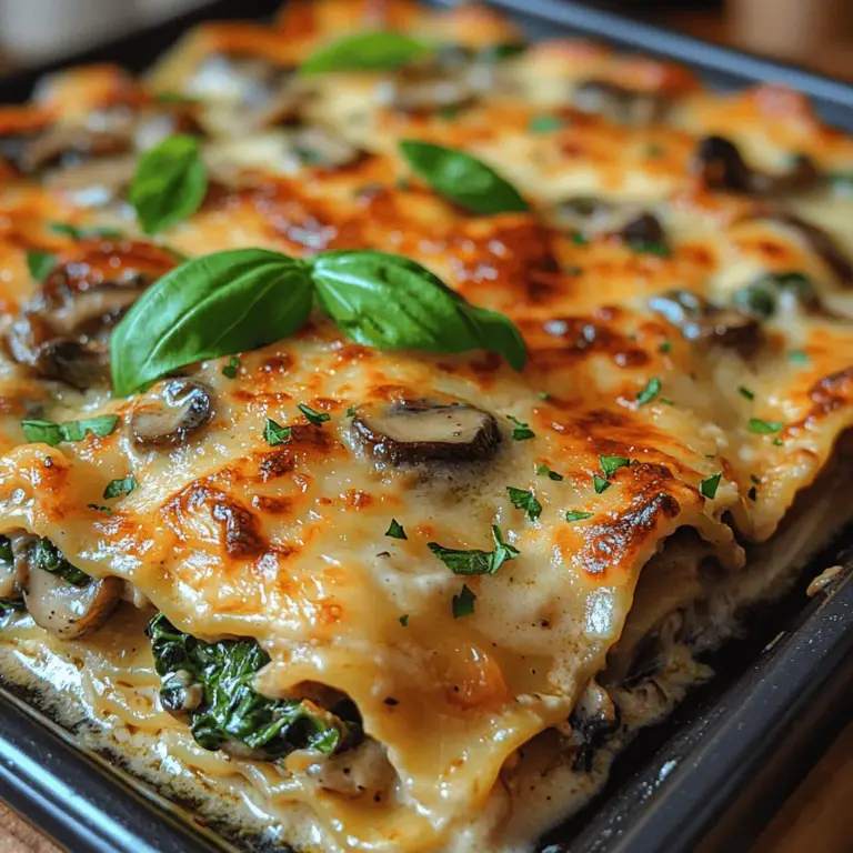 Creamy Mushroom Spinach Lasagna is a delightful and comforting dish that has captivated the hearts and taste buds of many. This recipe is not just about layers of pasta; it’s a harmonious blend of rich flavors, creamy textures, and healthy ingredients that make it a perfect choice for family meals, gatherings, or even a cozy night in. With the earthy taste of mushrooms and the vibrant green of spinach, this lasagna caters to both vegetarian diets and lasagna enthusiasts alike, making it a versatile option for any occasion.