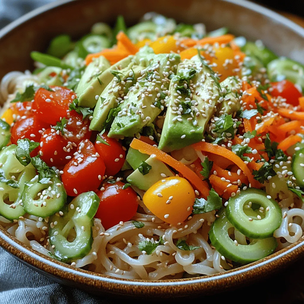 Noodle bowls have a rich culinary history that spans across various cultures, particularly in Asian cuisine. Originating from countries like Japan, China, and Thailand, noodle bowls are celebrated for their versatility and the ability to incorporate a wide variety of ingredients. While traditional noodle dishes often focus on a specific flavor profile—be it savory broth or spicy sauces—the concept of a noodle bowl has evolved to embrace a more vibrant and colorful presentation. The Rainbow Summer Veggie Noodle Bowl is an embodiment of this evolution, marrying the concept of a classic noodle dish with fresh, seasonal vegetables, making it not just a meal but a feast for the eyes.
