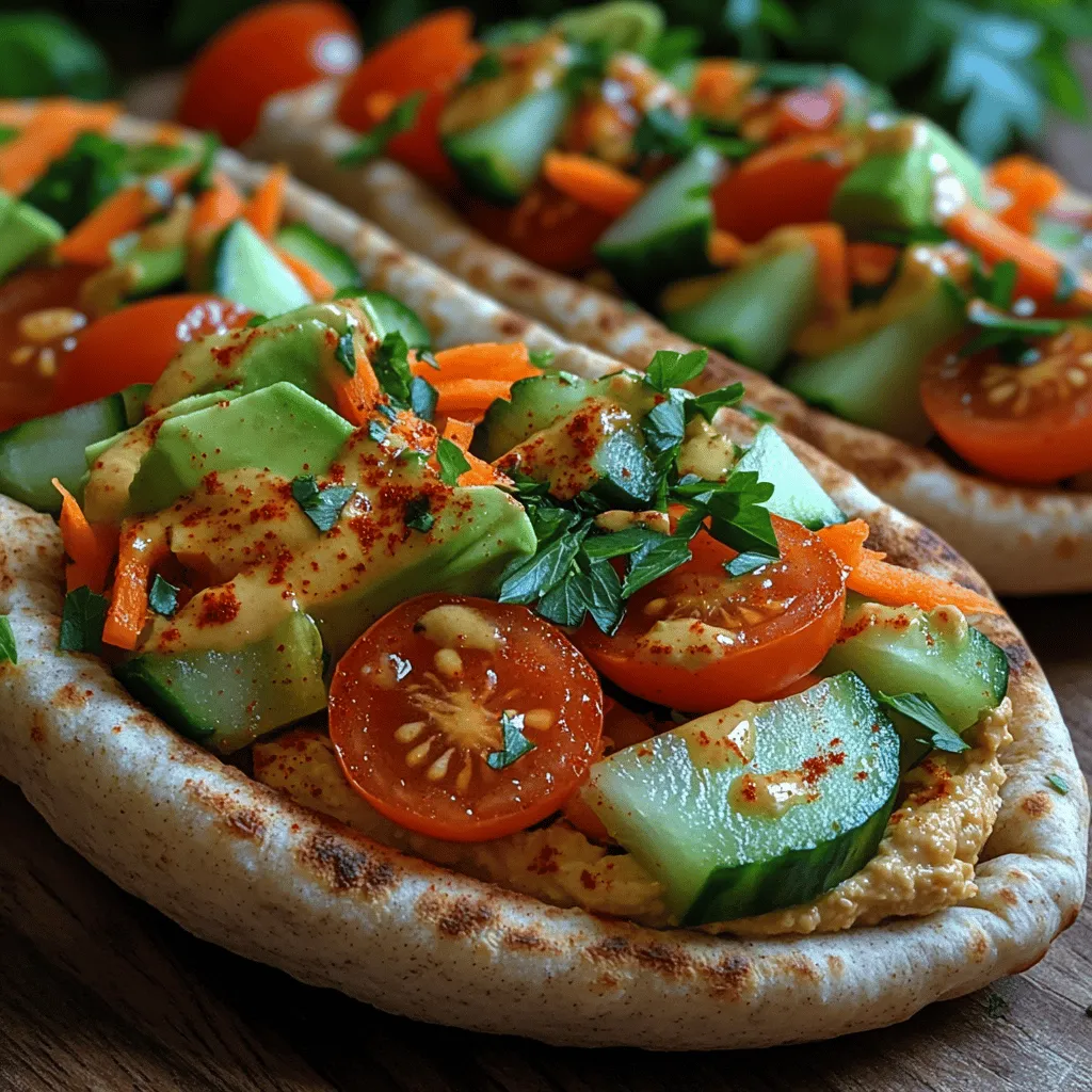 In today's fast-paced world, finding nutritious and satisfying meal options can be a challenge. Enter <strong>Creamy Hummus Veggie Pockets</strong>—a delightful and versatile dish that not only delivers on taste but also packs a punch when it comes to nutrition. These portable pockets are filled with creamy hummus and an array of fresh vegetables, making them an ideal choice for lunch, a quick dinner, or even a snack on the go.” /></p>
</p>
<h3>Carrots: Beta-Carotene and Crunch</h3>
</p>
<p>Carrots are not only a crunchy delight but also a nutritional powerhouse. Rich in beta-carotene, a precursor to vitamin A, they are vital for maintaining good vision and skin health. Additionally, carrots provide a satisfying crunch that contrasts beautifully with the creamy texture of hummus in your veggie pockets. For the best flavor and texture, choose fresh, firm carrots. When preparing them, peel and slice them into thin sticks or rounds, ensuring they fit snugly within your pita pockets. This way, you’ll enjoy that satisfying crunch with every bite.</p>
</p>
<h3>Red Bell Peppers: Vitamin C and Color</h3>
</p>
<p>Red bell peppers are a vibrant addition to your veggie pockets, offering not just aesthetic appeal but also a significant boost of vitamin C. This essential nutrient supports the immune system and helps your body absorb iron from plant sources. Slice your red bell peppers into thin strips or bite-sized pieces to ensure they mix well with the other ingredients. Their sweet, juicy flavor complements the earthiness of the hummus and the crunch of the carrots, creating a harmonious blend of tastes and textures in every bite.</p>
</p>
<h3>Avocado: Healthy Fats and Creaminess</h3>
</p>
<p>Avocado is the star ingredient that brings a luscious creaminess to your veggie pockets while providing healthy monounsaturated fats. These fats are beneficial for heart health and can help keep you feeling full longer. To prepare your avocado, cut it in half, remove the pit, and scoop it out with a spoon. Slice or mash it, depending on your preference. If you’re mashing, consider mixing in a little lime juice and salt to enhance its flavor and prevent browning. The creamy texture of avocado pairs perfectly with the hummus, making every bite rich and satisfying.</p>
</p>
<h3>Best Practices for Washing and Chopping Vegetables to Retain Freshness</h3>
</p>
<p>To ensure your vegetables remain fresh and vibrant, it’s essential to wash and chop them correctly. Start by rinsing your produce under cold water to remove any dirt or pesticides. Use a soft brush for firmer vegetables like carrots and bell peppers. After washing, dry them gently with a clean towel to avoid excess moisture, which can lead to sogginess.</p>
</p>
<p>When chopping, use a sharp knife to create clean cuts, which helps retain the vegetables’ crispness. Aim for uniform sizes to ensure even cooking and a pleasing appearance in your veggie pockets. Store any leftover vegetables in an airtight container in the refrigerator to maintain their freshness for later use.</p>
</p>
<h3>Assembling the Veggie Pockets</h3>
</p>
<h4>Techniques for Warming Whole Wheat Pitas</h4>
</p>
<p>Warming your whole wheat pitas is a crucial step in the assembly process. It enhances their pliability, making them easier to fill and fold. There are several effective methods for warming pitas:</p>
</p>
<p>1. <strong>Stovetop Method</strong>: Heat a skillet over medium heat. Place the pitas in the skillet for about 30 seconds on each side until they are warm and slightly puffed.</p>
<p>2. <strong>Microwave Method</strong>: Wrap the pitas in a damp paper towel and microwave for about 15-20 seconds. This method keeps them soft and prevents dryness.</p>
<p>3. <strong>Oven Method</strong>: Preheat your oven to 350°F (175°C). Place the pitas wrapped in aluminum foil directly on the oven rack for about 5-10 minutes.</p>
</p>
<p>Warming the pitas not only improves their texture but also enhances their flavor, allowing them to complement the creamy hummus and crunchy veggies seamlessly.</p>
</p>
<h4>Step-by-Step Assembly Process</h4>
</p>
<p>Once your pitas are warmed, it’s time to assemble your veggie pockets. Follow these steps for a deliciously constructed meal:</p>
</p>
<p>1. <strong>Spread the Hummus</strong>: Start by spreading a generous layer of creamy hummus on one side of each warmed pita. Aim for an even layer that covers the entire surface; this ensures that every bite is flavorful.</p>
</p>
<p>2. <strong>Layer the Vegetables</strong>: Begin layering your prepared vegetables. Start with a handful of carrot sticks, followed by the red bell pepper strips, and finally, add slices or mash of avocado. Layering the veggies this way not only adds texture but also creates a beautiful visual appeal.</p>
</p>
<p>3. <strong>Finish with Herbs and Seasoning</strong>: Top your layered veggies with fresh herbs, such as parsley or cilantro, for added flavor and freshness. A sprinkle of salt, pepper, or red pepper flakes can elevate the taste profile further.</p>
</p>
<h4>Tips for Spreading Hummus Evenly for Maximum Flavor</h4>
</p>
<p>To maximize the flavor of your hummus in the veggie pockets, consider these tips:</p>
</p>
<p>– Use the back of a spoon or a spatula to spread the hummus evenly, reaching the edges of the pita for a fully flavored bite.</p>
<p>– Consider mixing different flavors of hummus (like roasted red pepper or garlic) for added depth.</p>
<p>– Don’t be afraid to pile it on; the creaminess of the hummus contrasts wonderfully with the crisp vegetables.</p>
</p>
<h3>Suggestions for Layering the Veggies for Texture and Visual Appeal</h3>
</p>
<p>When layering your veggies, think about both texture and presentation. Here are some suggestions:</p>
</p>
<p>– <strong>Color Contrast</strong>: Use a variety of colors in your vegetable choices to create a vibrant and appealing dish. The contrast between the orange carrots, red peppers, and green avocado makes for an eye-catching meal.</p>
<p>– <strong>Texture Variety</strong>: Combine crunchy vegetables with creamy elements (like avocado) for a satisfying mouthfeel. You can also add greens such as spinach or arugula for added freshness.</p>
<p>– <strong>Portion Control</strong>: Avoid overstuffing your pitas, as this can make them difficult to handle. Aim for a balanced amount of veggies so you can easily fold and enjoy each bite.</p>
</p>
<h4>Creative Ways to Customize Veggie Pockets to Suit Personal Tastes</h4>
</p>
<p>The beauty of veggie pockets lies in their versatility. Here are some creative ways to customize your recipe:</p>
</p>
<p>– <strong>Add Protein</strong>: For an extra boost, consider adding protein-rich ingredients such as chickpeas, shredded rotisserie chicken, or feta cheese.</p>
<p>– <strong>Different Spreads</strong>: Besides hummus, experiment with other spreads like tzatziki, guacamole, or a spicy harissa sauce for a flavor twist.</p>
<p>– <strong>Seasonal Vegetables</strong>: Use seasonal vegetables based on availability. Zucchini, cucumbers, or even roasted vegetables can provide new flavors and textures.</p>
</p>
<h3>Garnishing and Serving Suggestions</h3>
</p>
<h4>Importance of Garnishing for Flavor and Presentation</h4>
</p>
<p>Garnishing is vital for both flavor enhancement and visual appeal. A well-garnished dish is not only more inviting but can also elevate the overall taste experience. Fresh herbs like parsley or cilantro add a burst of flavor and a pop of color that enhances the look of your veggie pockets.</p>
</p>
<p>Consider adding a sprinkle of red pepper flakes for those who enjoy a bit of heat. This simple addition can transform the flavor landscape of your dish, catering to varied palates.</p>
</p>
<h4>Suggestions for Serving</h4>
</p>
<p>When it comes to serving your Creamy Hummus Veggie Pockets, consider these options:</p>
</p>
<p>1. <strong>Extra Hummus for Dipping</strong>: Serve additional hummus on the side for dipping. This allows your guests to enjoy more of the creamy goodness and customize each bite.</p>
</p>
<p>2. <strong>Complementary Side Dishes</strong>: Pair your veggie pockets with side dishes that complement the meal. A light salad, roasted sweet potatoes, or a refreshing cucumber salad can balance the flavors and offer a complete dining experience.</p>
</p>
<p>3. <strong>Beverage Pairing</strong>: Consider refreshing beverages such as iced herbal teas or lemon-infused water, which will complement the fresh flavors of the veggie pockets without overwhelming them.</p>
</p>
<h3>Conclusion</h3>
</p>
<p>In summary, Creamy Hummus Veggie Pockets are a simple yet satisfying meal option that combines health benefits with delicious flavors and textures. Packed with fresh vegetables, creamy hummus, and customizable options, they offer a versatile solution for any meal of the day.</p>
</p>
<p>Encouraging you to experiment with the recipe allows for a delightful culinary adventure. Whether you’re enjoying these veggie pockets as a quick lunch, a light dinner, or a nutritious snack, they fit perfectly into a balanced, plant-based diet. So, gather your fresh ingredients, warm your pitas, and indulge in the vibrant flavors of your homemade veggie pockets today!</p>
</div>