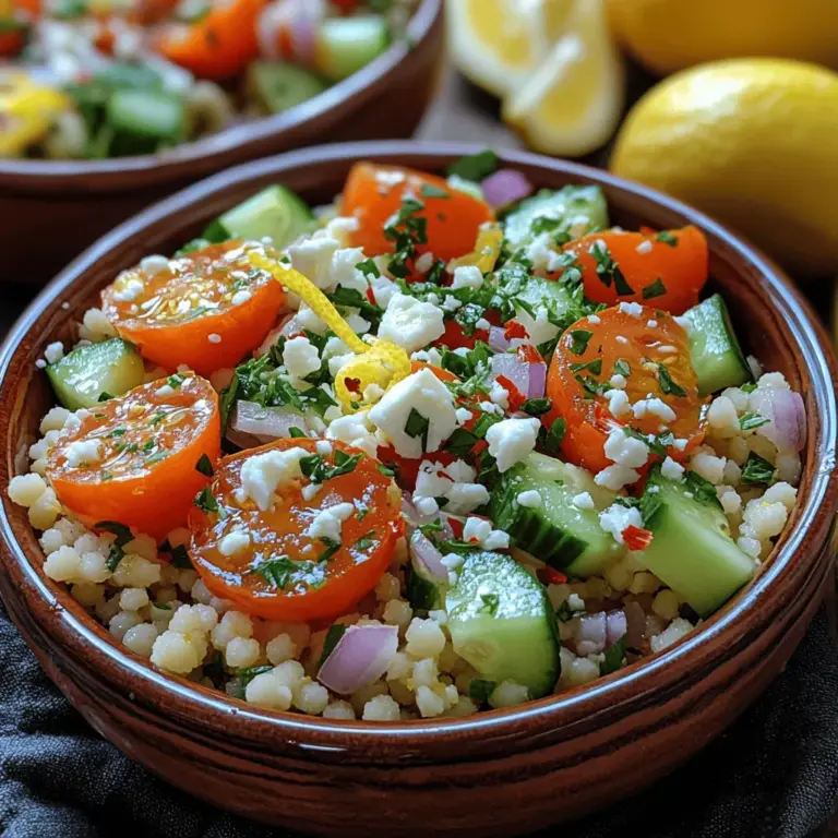 Discover the vibrant and refreshing world of Lemony Herb-Infused Couscous Delight Bowls, a dish that perfectly marries the zesty brightness of lemon with the earthy tones of fresh herbs. This delightful recipe isn't just a simple meal; it represents a harmonious balance of flavors and textures that can elevate any dining experience. With its bright colors and fresh taste, this dish can serve as either a satisfying main course or a flavorful side, making it a versatile addition to your culinary repertoire.