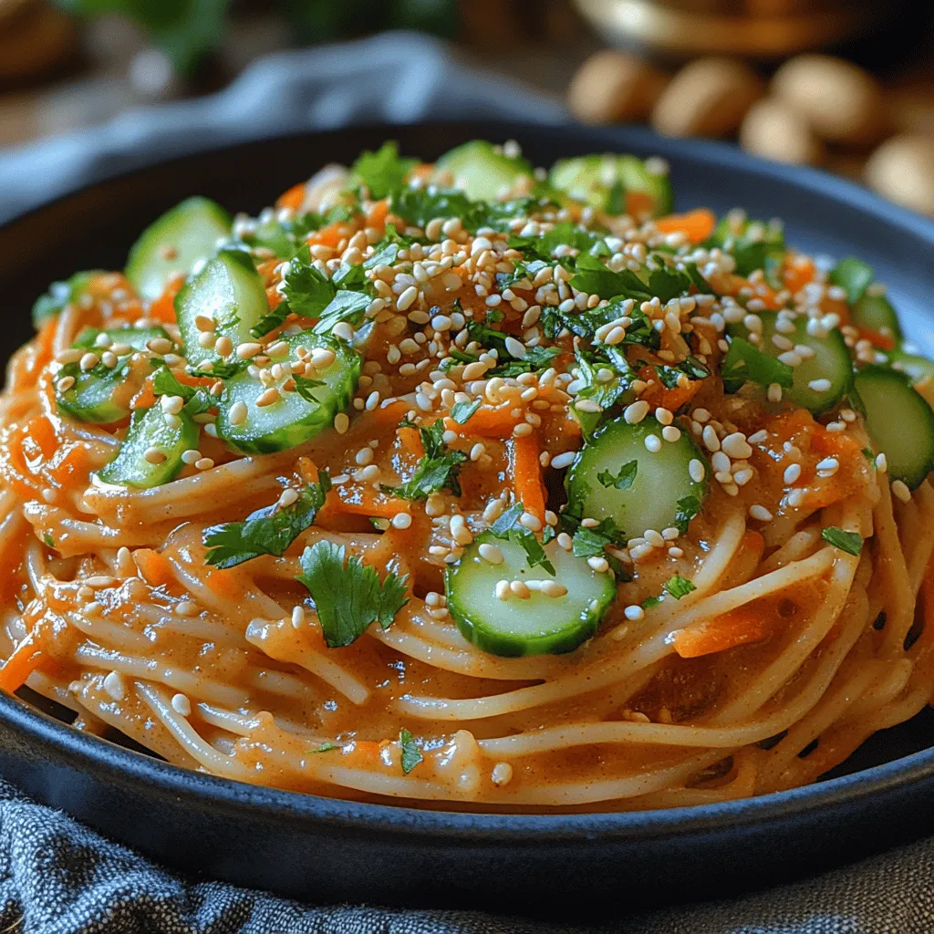 Creamy Peanut Sesame Noodles is a dish that beautifully marries the rich, nutty flavors of peanut butter and the aromatic notes of sesame oil, making it a favorite among food lovers. This versatile recipe is not only a delightful option for weeknight dinners but also serves as a crowd-pleaser for gatherings and potlucks. The combination of fresh ingredients and bold flavors ensures that this dish stands out, while its ease of preparation makes it accessible to cooks of all skill levels. Additionally, Creamy Peanut Sesame Noodles cater to various dietary preferences, offering a nutritious meal that everyone can enjoy.