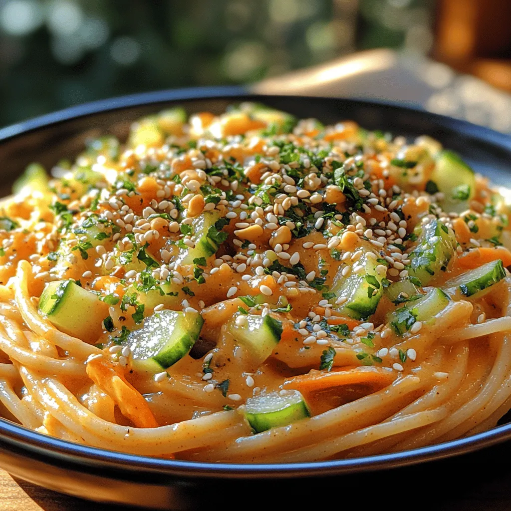 Creamy Peanut Sesame Noodles is a dish that beautifully marries the rich, nutty flavors of peanut butter and the aromatic notes of sesame oil, making it a favorite among food lovers. This versatile recipe is not only a delightful option for weeknight dinners but also serves as a crowd-pleaser for gatherings and potlucks. The combination of fresh ingredients and bold flavors ensures that this dish stands out, while its ease of preparation makes it accessible to cooks of all skill levels. Additionally, Creamy Peanut Sesame Noodles cater to various dietary preferences, offering a nutritious meal that everyone can enjoy.