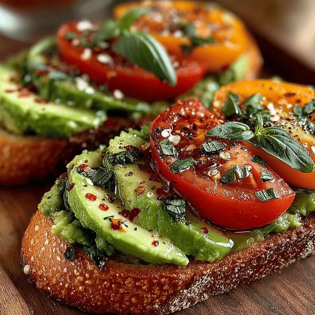 Welcome to the delightful world of Avocado Bliss on Tomato Toast, a dish that brings together the simplicity of fresh ingredients and the sophistication of elegant presentation. This recipe is more than just a meal; it is an experience that tantalizes the taste buds while delivering a nutritious punch. Whether you are looking for a vibrant breakfast to kick-start your day, a light lunch that won’t weigh you down, or a quick snack that satisfies your cravings, this dish checks all the boxes. With its creamy avocado layered atop juicy tomatoes and served on a crispy slice of rustic sourdough bread, Avocado Bliss on Tomato Toast is a delightful combination of textures and flavors that is sure to impress.