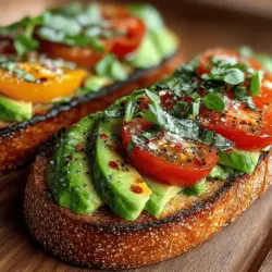 Welcome to the delightful world of Avocado Bliss on Tomato Toast, a dish that brings together the simplicity of fresh ingredients and the sophistication of elegant presentation. This recipe is more than just a meal; it is an experience that tantalizes the taste buds while delivering a nutritious punch. Whether you are looking for a vibrant breakfast to kick-start your day, a light lunch that won’t weigh you down, or a quick snack that satisfies your cravings, this dish checks all the boxes. With its creamy avocado layered atop juicy tomatoes and served on a crispy slice of rustic sourdough bread, Avocado Bliss on Tomato Toast is a delightful combination of textures and flavors that is sure to impress.