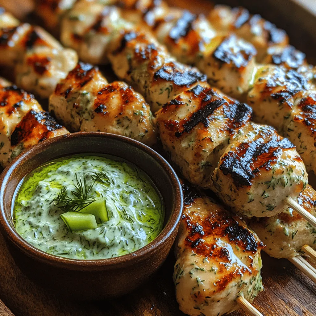 Creamy Tzatziki Chicken Skewers are a delightful fusion of Mediterranean flavors that evoke the sun-soaked landscapes of Greece. This dish features succulent pieces of chicken marinated to perfection, grilled to a tender finish, and served with a refreshing tzatziki sauce that is both creamy and tangy. The combination of the tzatziki and grilled chicken serves not only as a feast for the taste buds but also as a celebration of healthy eating.