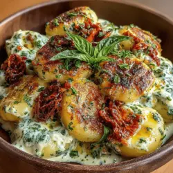 Creamy Pesto Gnocchi with Sun-Dried Tomatoes is a culinary delight that brings together rich flavors and comforting textures to create a dish that's both satisfying and elegant. This recipe showcases tender gnocchi enveloped in a luscious, creamy pesto sauce, punctuated by the tangy sweetness of sun-dried tomatoes. The marriage of these components results in a meal that feels gourmet while still being accessible for home cooks. Whether you're preparing a weeknight dinner or hosting a special gathering, this dish promises to elevate your dining experience with its vibrant colors and robust taste.