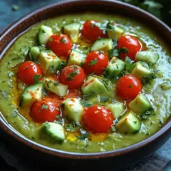 As summer approaches, the craving for light, refreshing meals often takes center stage. One dish that perfectly embodies this seasonal desire is gazpacho—a traditional cold soup that originated in the sun-soaked landscapes of Spain. Known for its vibrant flavors and chilled, invigorating nature, gazpacho is a staple during the warm months, providing a nutritious way to enjoy a variety of fresh vegetables. However, while classic gazpacho holds a special place in culinary traditions, our recipe takes a modern twist by incorporating creamy avocado and crisp cucumber, creating a unique take on this beloved dish.