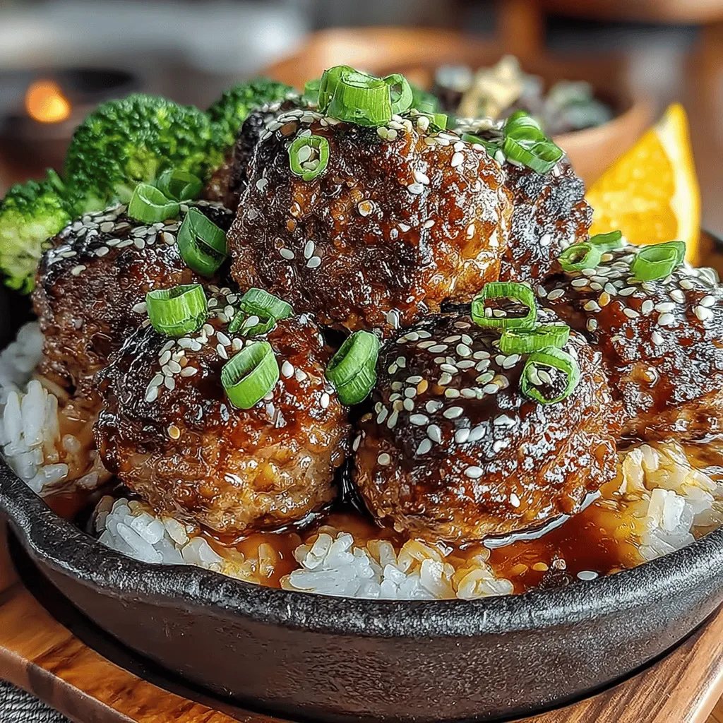 Sticky Garlic Teriyaki Meatball Bowls are a culinary delight that brilliantly combines savory and sweet flavors into a comforting and satisfying meal. This dish features tender, juicy meatballs that are generously coated in a rich, sticky teriyaki sauce, all served over a bed of fluffy rice and accompanied by a medley of vibrant steamed vegetables. Ideal for family dinners or meal prep, this recipe not only offers a nutritious option but also provides a canvas for customization to cater to various dietary preferences. Whether you prefer beef, chicken, or a vegetarian alternative, Sticky Garlic Teriyaki Meatball Bowls can easily adapt to your taste.