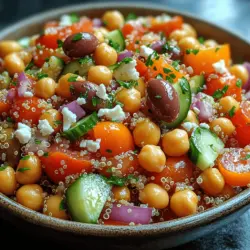 In the bustling world of healthy eating, Mediterranean cuisine shines brightly with its vibrant flavors, fresh ingredients, and numerous nutritional benefits. Among the myriad of dishes that this region offers, one stands out for its refreshing taste and heartiness: the Mediterranean Quinoa Chickpea Salad. This salad is not only a feast for the eyes with its colorful presentation, but it is also a powerhouse of nutrition. Bursting with protein, fiber, and a wide range of vitamins, this salad is an ideal choice for anyone looking to enhance their diet without sacrificing flavor.