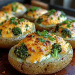 Twice-baked potatoes are a beloved comfort food that combines the hearty satisfaction of baked potatoes with a creamy, flavorful filling. This dish has become a staple in many households, celebrated for its versatility and the joy it brings to family meals and gatherings. The traditional recipe often includes a variety of fillings, but today, we’re adding a unique twist that elevates both the flavor and nutrition of this classic dish: a delightful combination of roasted broccoli and cheese.