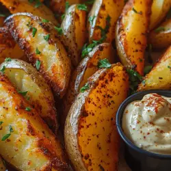 Smoky paprika potato wedges are a mouthwatering side dish that effortlessly combines flavor, texture, and visual appeal. Whether served at a lively gathering, a casual dinner party, or enjoyed as a comforting snack, these crispy wedges have earned their place as a beloved staple in many households. Their irresistible crunch on the outside and fluffy interior make them an ideal accompaniment to a variety of main dishes, from grilled meats to hearty veggie burgers.