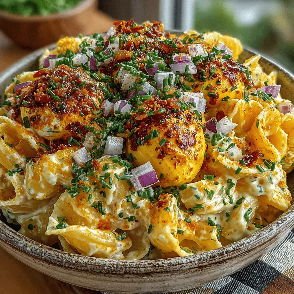Pasta salad is a beloved dish that exemplifies versatility in the culinary world. Whether served at summer barbecues, family gatherings, or casual picnics, it has an undeniable ability to adapt to various tastes and occasions. The beauty of pasta salad lies in its ability to combine a myriad of ingredients, allowing for endless flavor combinations that can cater to any palate. Among the many variations, one particularly intriguing recipe stands out: Deviled Egg Pasta Salad Delight. This dish marries the classic elements of traditional deviled eggs with the comforting heartiness of pasta, creating a refreshing yet familiar experience for the taste buds.